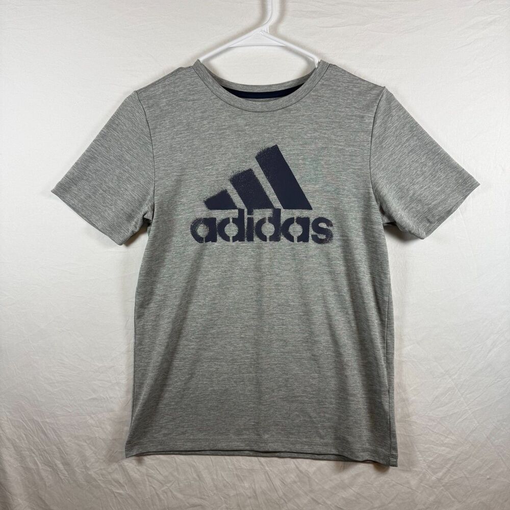 Adidas Badge of Sport Tee Heather Gray Boys Size 10/12